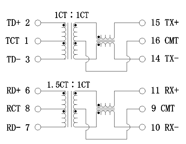 HX1225FNL / HX1225FNLT 100Base-T Ethernet MDL 1: 1 Biến áp cách ly TU
