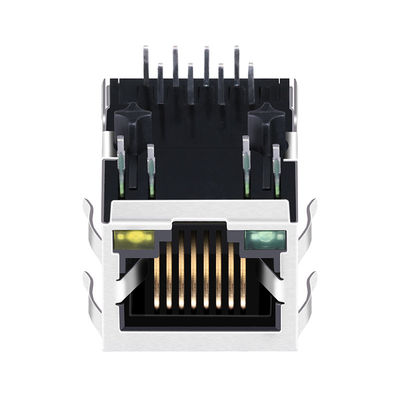 J0035D21BNL 10/100 Base-T Tab Down Màu xanh lá cây / Màu vàng Led 1x1 Cổng từ tính Giắc cắm mô-đun Rj45