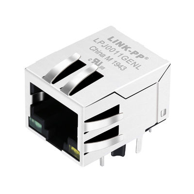 7499011216A Tab Down Màu xanh lá cây / Vàng Đèn LED một cổng 8P8C Đầu nối mô-đun RJ45 Giắc cắm LPJ0011-8GENL