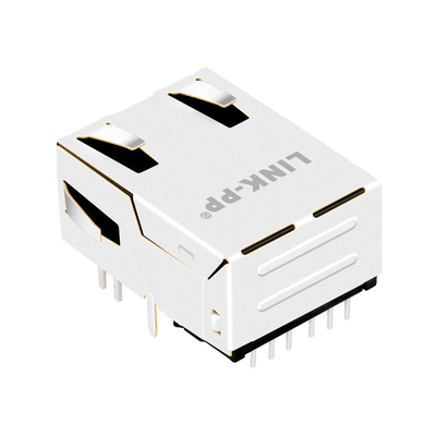 A829-1J1T-KM Cấu hình thấp Jack RJ45 1000 Base-T Tab Up với cổng 1X1 được che chắn bằng đèn LED