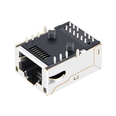 L8BE-1G1T-91A Giắc cắm RJ45 từ tính 100 Tab Base-T Cổng 1X1 Đèn LED xanh lá cây được che chắn bằng ngón tay EMI