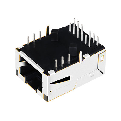 G10-1GHN-056 1 cổng Tab Up 10G Base-T Cấu hình thấp Đầu nối Rj45 được che chắn bằng ngón tay EMI