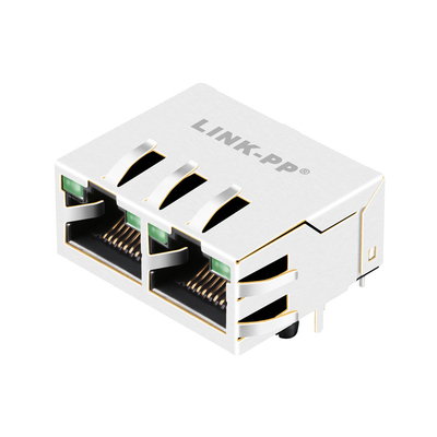 1840572-7 1000 Base-T Tab Up 1x2 Cổng Rj45 Đầu nối được che chắn với đèn LED màu xanh lá cây / xanh lục