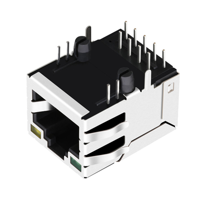 JXD0-0010NL 1 Port Tab Down 100 Base-T RJ45 Magjack với đèn Led xanh / vàng