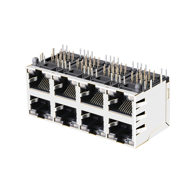 JX0B-3051NL 1000 Base-T 2x4 Cổng Rj45 Đầu nối đa cổng với đèn LED màu xanh lá cây-vàng