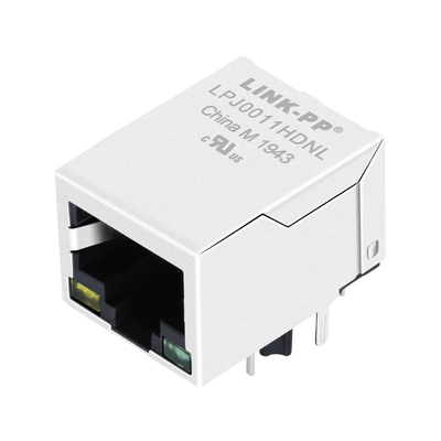 Tab HFJ11-2450E-S1L21RL Xuống 10/100 Đầu nối giắc cắm RJ45 Base-T Đèn LED màu vàng / xanh lục có từ tính