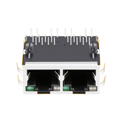 2250309-1 1X2 Port 10G Base-T Rj45 Jack kết nối Tab Lên màu xanh lục Đèn LED màu vàng / xanh lục