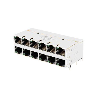 JT5-2670NL THT RJ45 Giắc cắm từ tính 10G Base-T Cổng 2x6 có đèn Led