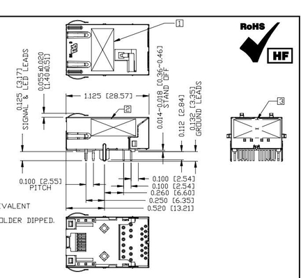 L8BJ-1K1T-KDE 2.5G Base-T Tab Down 1X1 Cổng cấu hình thấp Đầu nối từ tính RJ45 có đèn Led