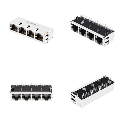 2250083-1 1x4 Cổng RJ45 Kết nối từ tính 10G Base-T Tab Up với GO / GO Lightpipe
