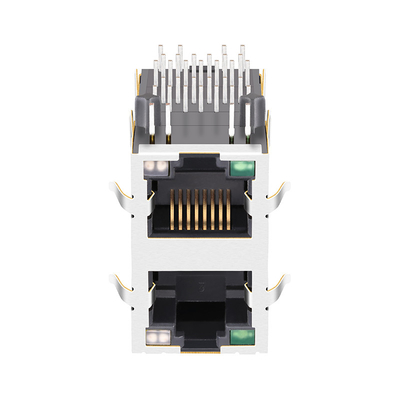 0845-2R1T-E4 Đầu nối cổng 2x1 RJ45 MagJack 13p8c 100/1000 Base-T với đèn LED G / YG