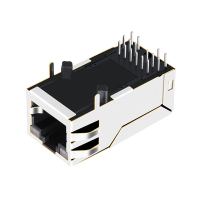 2250368-1 Tab Up 10G Base-T RJ45 MagJack Connector Một cổng 4PPoE 60W với GY / GY Leds