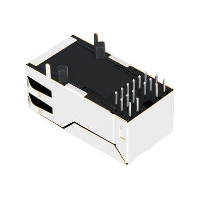0875-1X1T-B2 1000 Base-T Tab Up 1 Cổng RJ45 Mô-đun Jack với đèn LED OG / Y