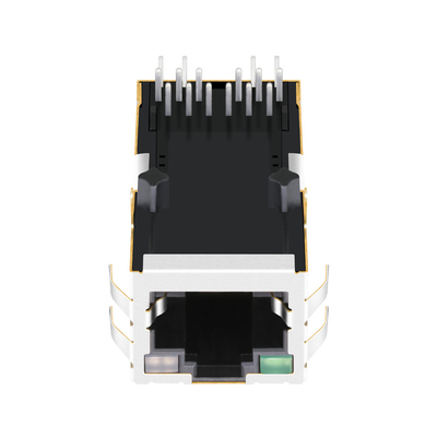 0826-1L1T-57-F 10 / 100BASE-T POE Một cổng RJ45 MagJack Tab Up với G / GY Led
