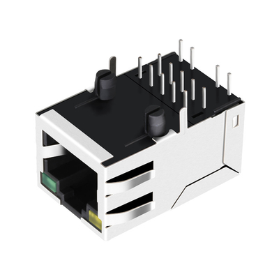 0875-1D1T-P2 Đầu nối tích hợp một cổng Rj45 10/100 Base-T Đèn vàng / xanh lá cây