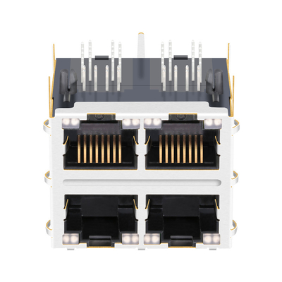JT5-2270NL 1000 Base-T 2x2 Cổng từ tính Giắc cắm RJ45 THT 12p8c với ống dẫn sáng