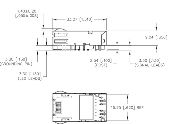 Tab cổng JT3-1105HL 10GBASE-T 1X1 Down RJ45 Magjack 12PIN GG / Y Led